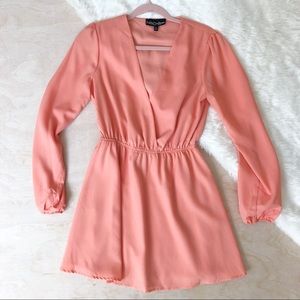 NBD X NAVEN TWINS DEEP V MAYHEM DRESS IN PEACH